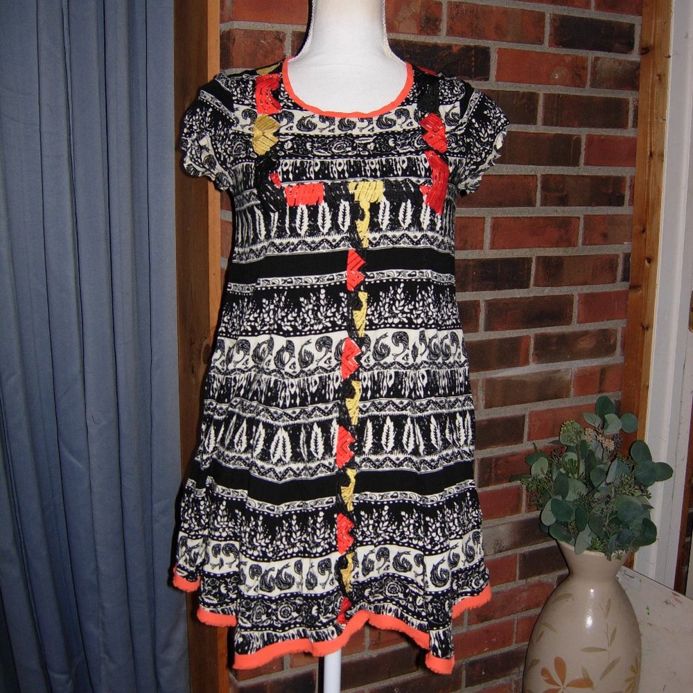 THML Embroidered Tunic Mini Dress S